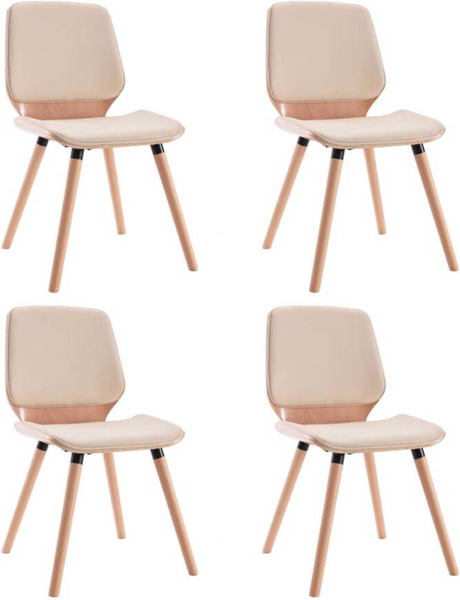 The Living Store Eetkamerstoelen Set van 4 Crème Kunstleer 48x62.5x85cm Montage vereist Eetkamerstoelen Kunstleder Creme Eetkamer Meubels Salon Meubels
