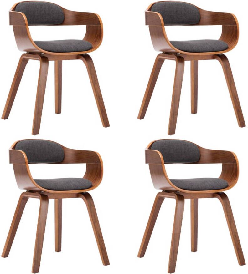 The Living Store Eetkamerstoelen Set van 4 Donkergrijs Houten Frame 49x51x70cm Eetkamerstoelen Donker Grijze Stoelen Stof Stoelen Houten Stoelen Moderne Stoelen