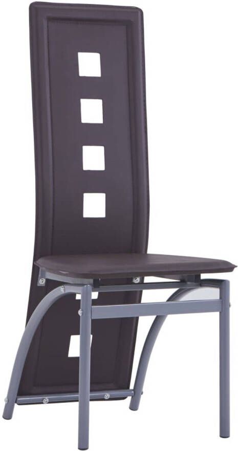 The Living Store Eetkamerstoelen Bruin Kunstleer 43 x 55.5 x 108 cm Ergonomisch ontwerp Set van 2 stoelen