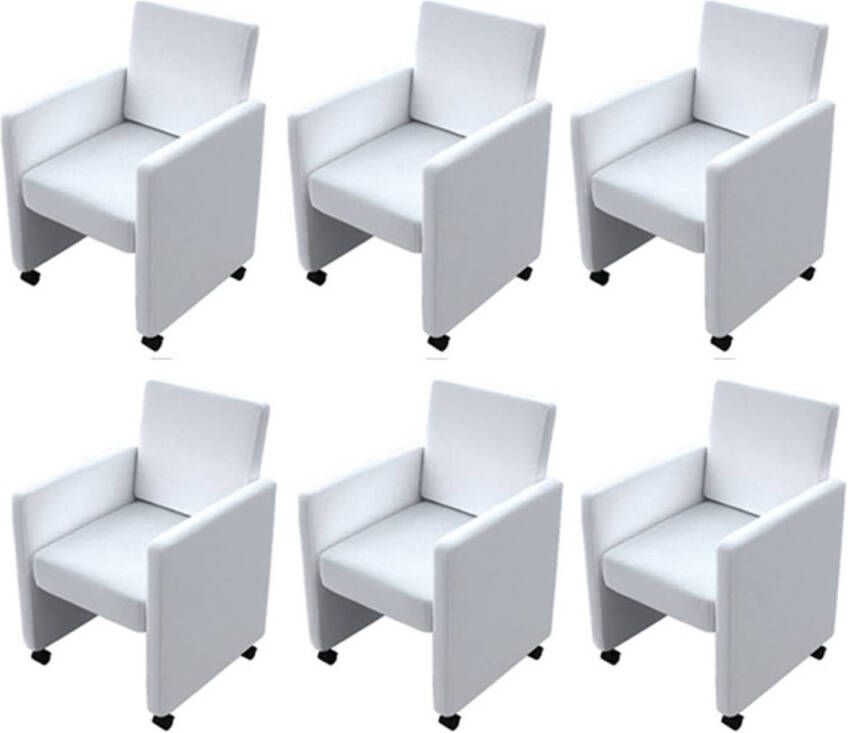 The Living Store Eetkamerstoelen Wit 58.5x65x88 cm Ergonomisch ontwerp Eetkamerstoelen Keukenstoelen Salontafel Meubilair Kunstleder