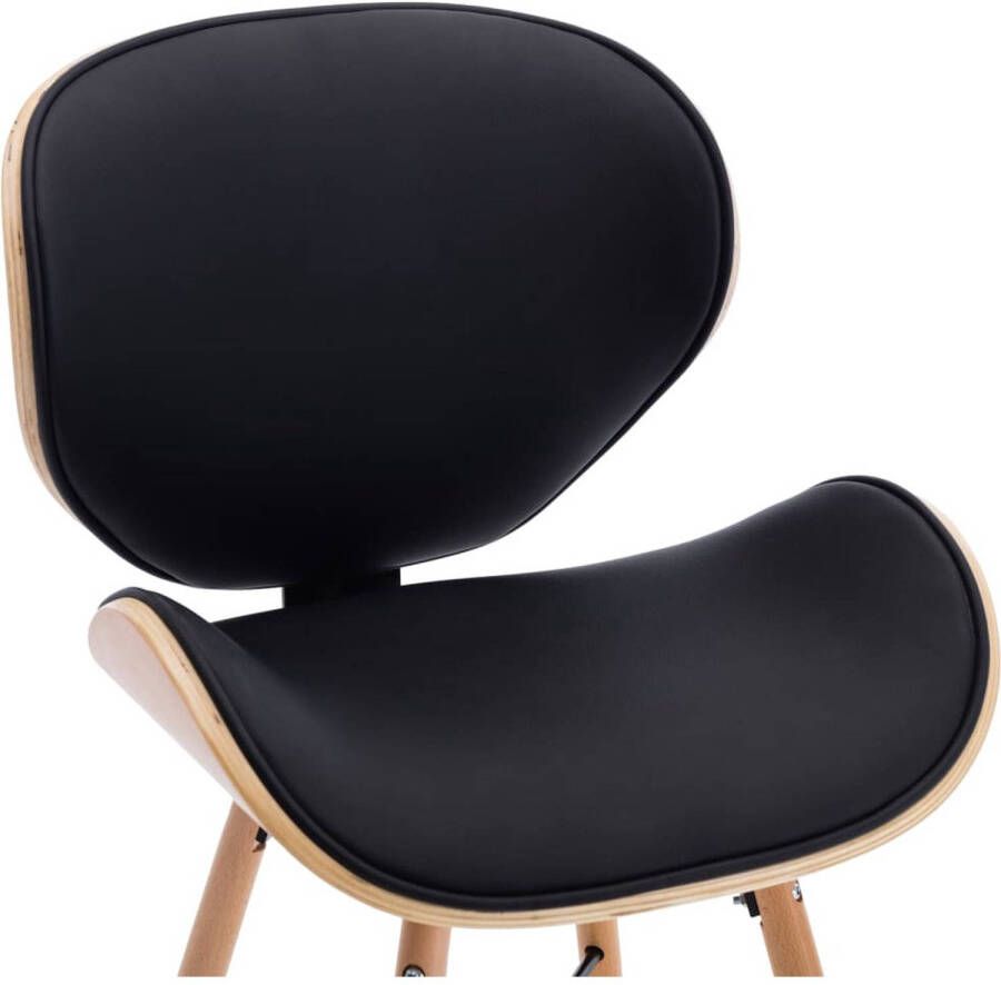 The Living Store Eetkamerstoelen Zwart Gebogen houten frame Set van 6