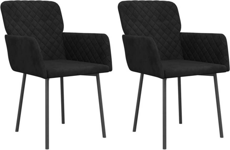 The Living Store Eetkamerstoelen Zwarte Fluweel 51.5 x 61 x 78.5 cm Ergonomische Rugleuning Eetkamerstoelen Fluweel Stoelen Zwarte Stoelen Comfortabele Stoelen Design Stoelen