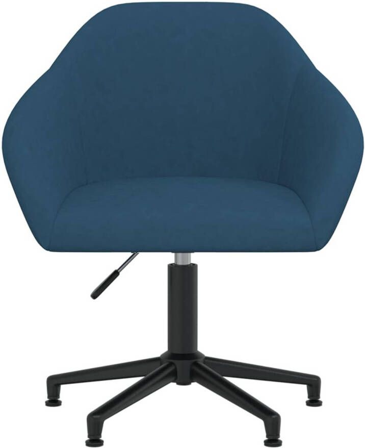 The Living Store Draaibare kantoorstoel blauw fluweel 63x56x(76-88)cm gasveermechanisme