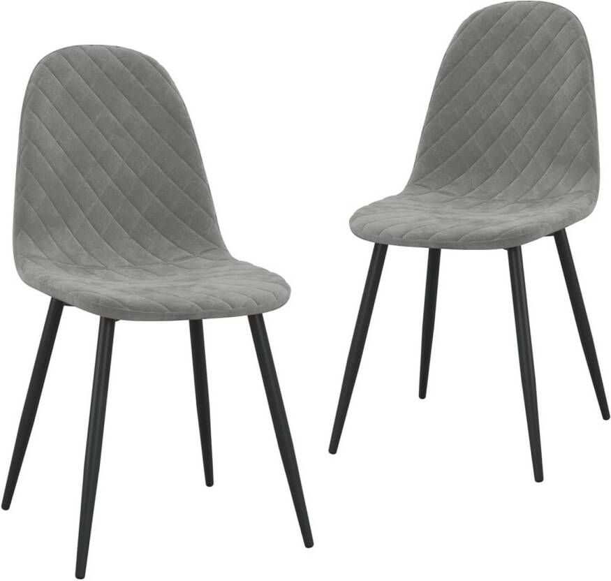 The Living Store Eetstoelen Minimalistisch en elegant Dikke zacht aanvoelende bekleding Gepoedercoat metalen poten Lichtgrijs 45 x 53.5 x 87 cm (B x D x H) 2 x stoel