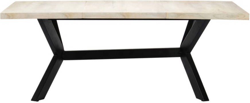 VidaXL The Living Store Eettafel 200x100x75 cm massief mangohout wit Eetkamertafel Mango Hout Witte Eettafel Modern Meubilair Houten Tafel