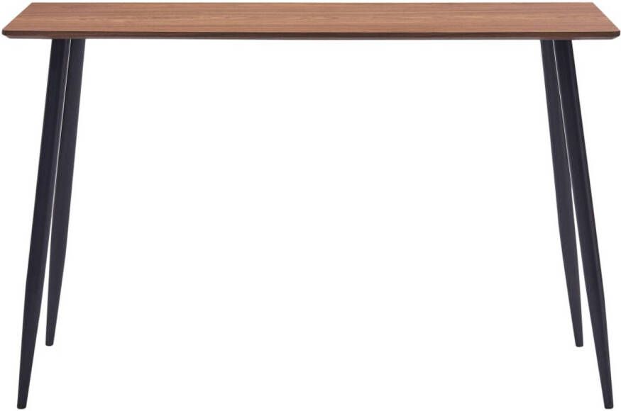 The Living Store Eettafel Tafel 120 x 60 x 75 cm Bruin met houtnerf en zwart MDF tafelblad Gepoedercoat staal
