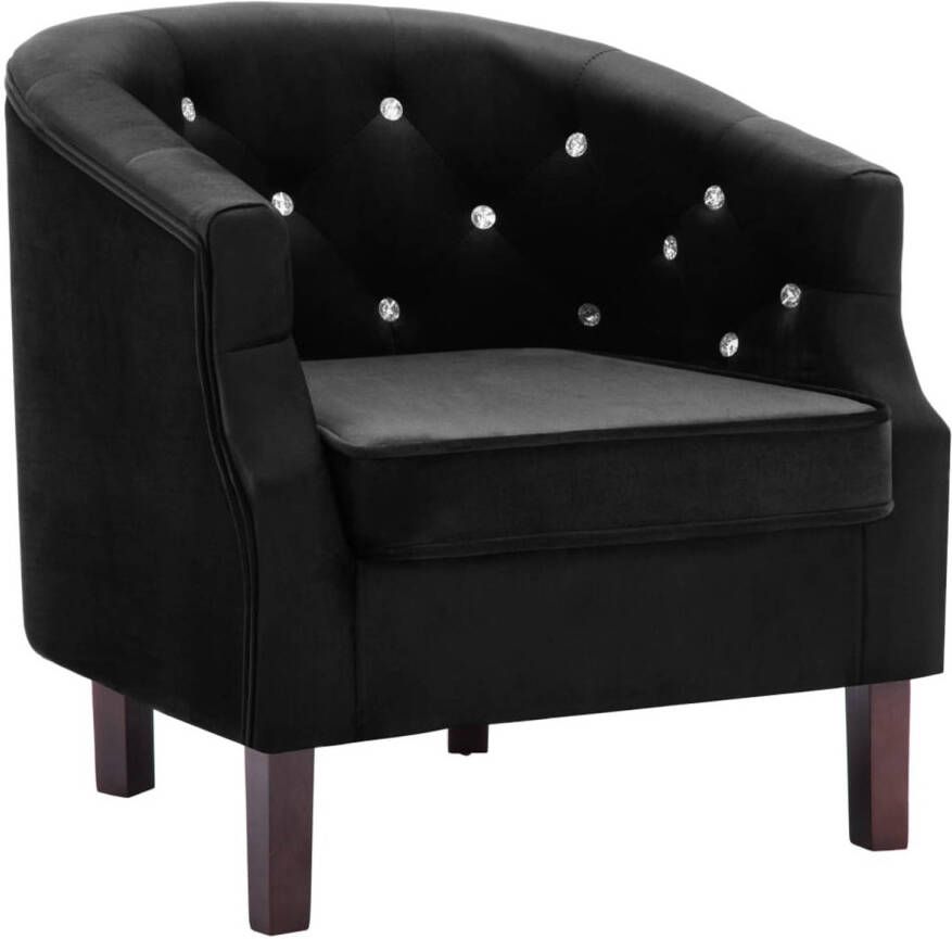 The Living Store Elegante fauteuil Fluwelen bekleding 65 x 64 x 65 cm zwart - Foto 1