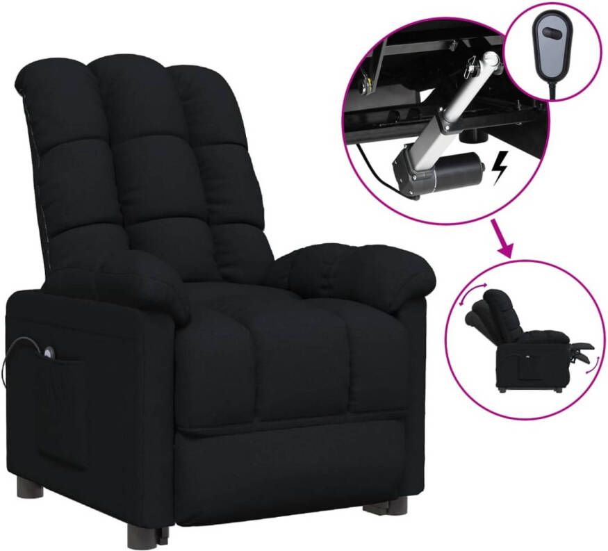 The Living Store Elektrisch verstelbare fauteuil TV stoel 74x99x102cm Zwart stof 100% polyester