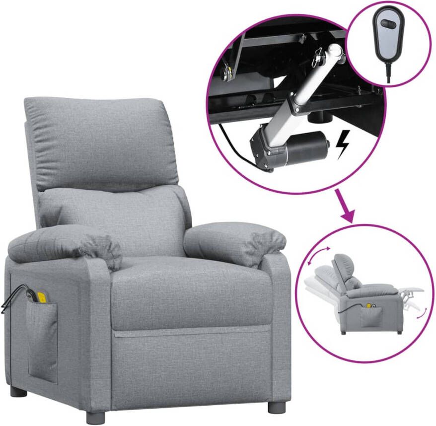 The Living Store Elektrische Massagefauteuil Lichtgrijs 71x92x96.5cm Verstelbaar Massagefunctie Elektrische Massagestoel Massagefauteuil Relaxfauteuil Ergonomische Stoel Comfortstoelen