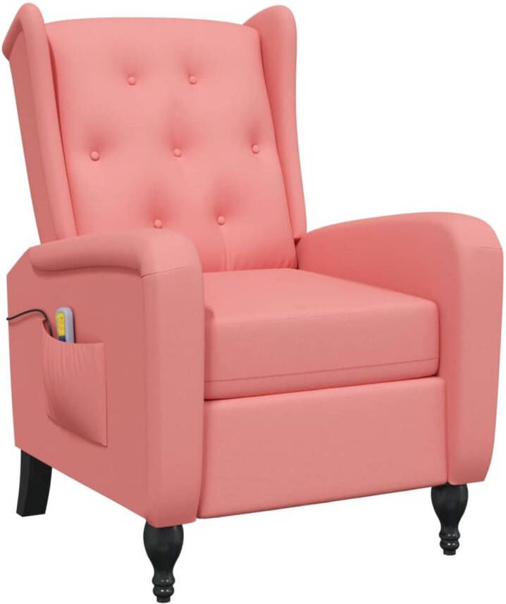 The Living Store Elektrische Massagestoel Fluweel 66 x 90 x 98 cm Massage en Verwarming Roze