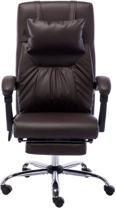 The Living Store Ergonomische bureaustoel Massage- en ligfunctie Bruin 60 x 64 x (112-121) cm Nylon zwenkwielen Gasveermechanisme Tot 110 kg