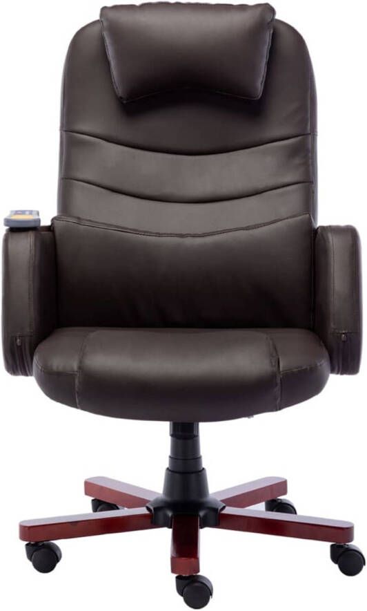 The Living Store ergonomische kantoorstoel bruin kunstleer 66 x 68 x (106-115) cm met massage- en ligfunctie