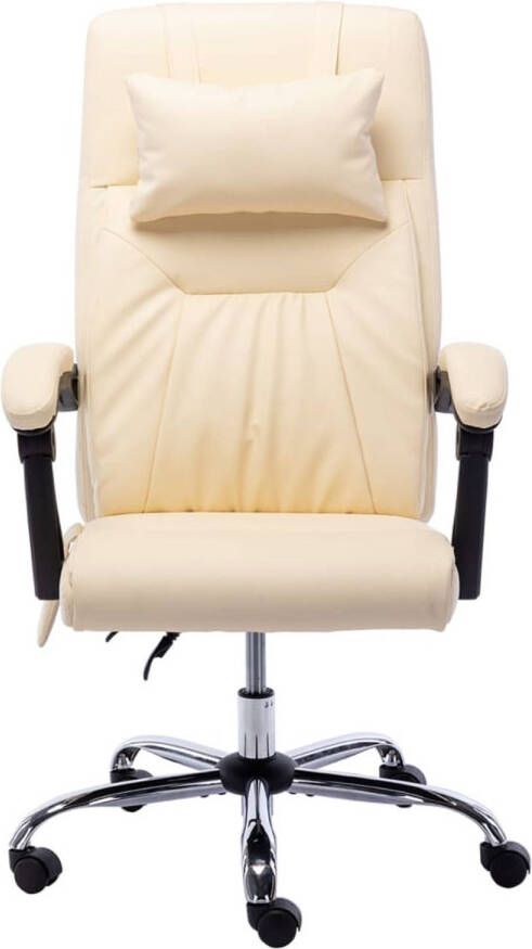 The Living Store ergonomische kantoorstoel Crème Kunstleer 60 x 64 x (112 121) cm Massage Max 110 kg - Foto 1