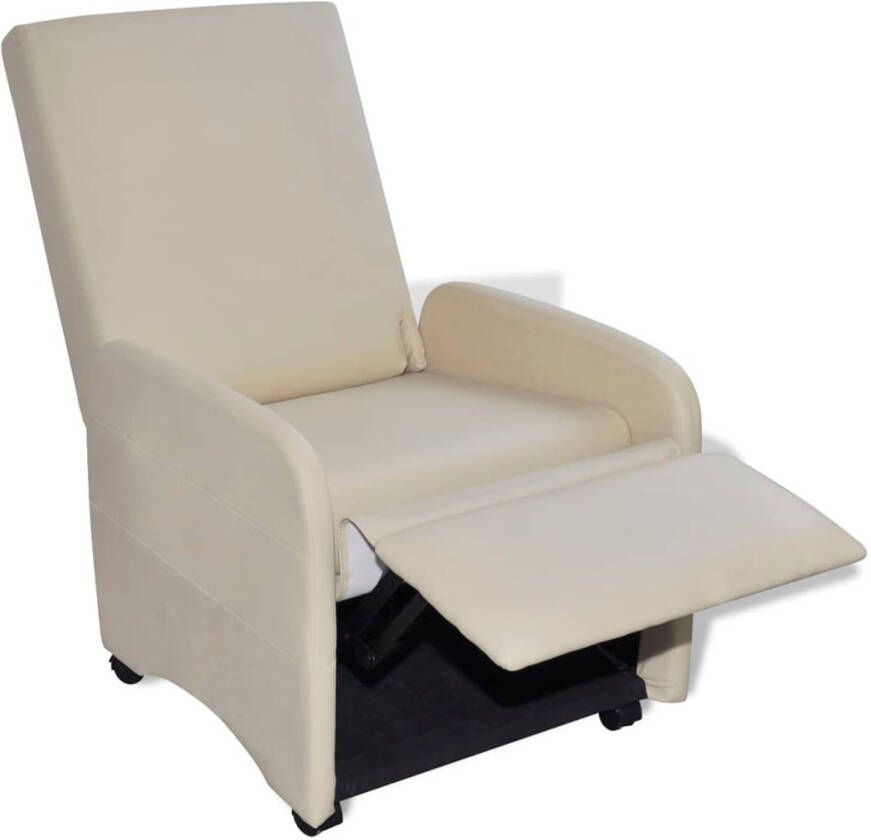 The Living Store Fauteuil Comfortabel Kunstleer Verstelbaar Wieltjes Crème 65 x 83 x 101 cm Comfortabele Fauteuil Kunstleder Fauteuil Lounge Fauteuil Relaxfauteuil Fauteuillinklappen