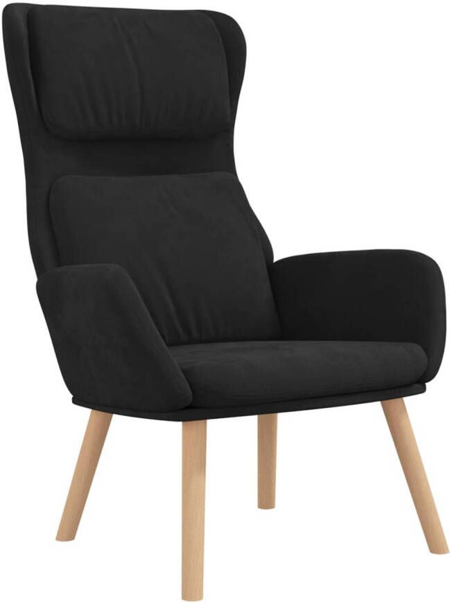 The Living Store Fauteuil Dik Gevoerd Fluweel Zwart 70 x 77 x 98 cm Relaxstoel Fauteuill Velvet Zwart Lounge Chair