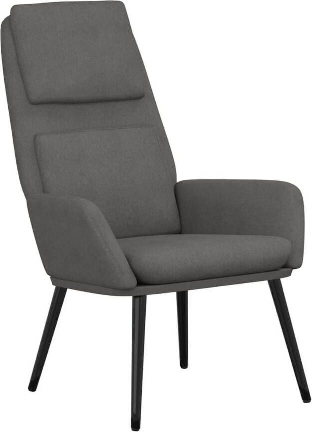 The Living Store Fauteuil Dik gevoerd Zacht aanvoelende stof Metalen frame Lichtgrijs 70 x 77 x 98 cm Comfortabele Fauteuil Relaxstoel Fauteuile Lounge Chair Grijs Fauteuil
