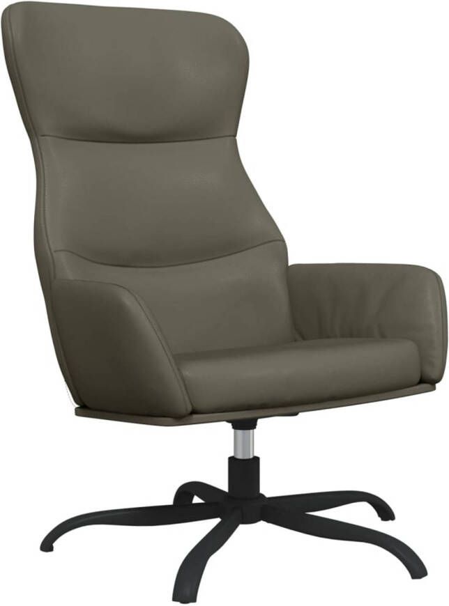 The Living Store Fauteuil Kunstleer Grijs 70 x 77 x 94 cm Dik gevoerd