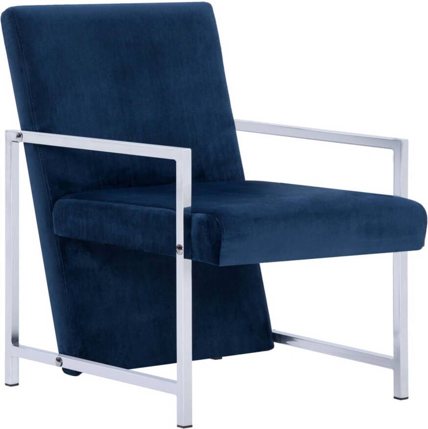 The Living Store Fauteuil Lounge Blauw 53 x 69 x 73 cm Stabiel en Comfortabel Polyester