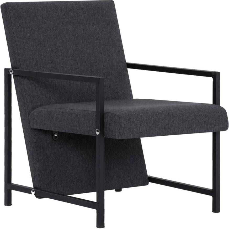 The Living Store Fauteuil moderne vormgeving Armstoel 53x69x73cm donkergrijs massief hout