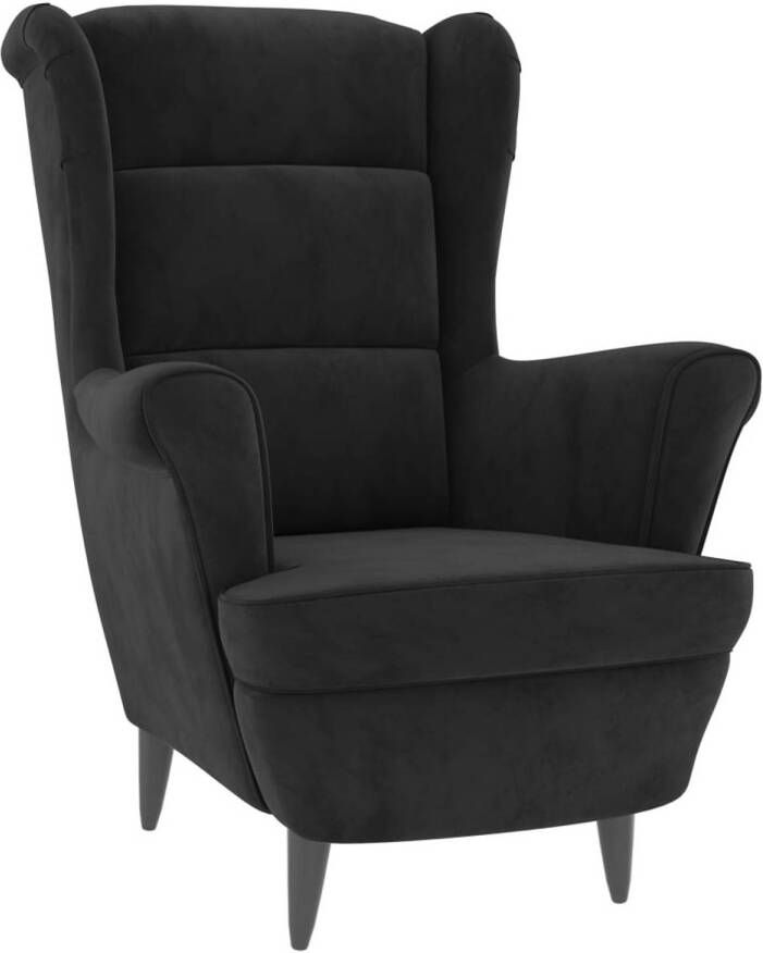 The Living Store Fauteuil Zwart fluweel 81 x 90 x 96.5 cm Multiplex frame Fauteuil Zwart Velvet Fauteuil Zwarte Stoel Lounge Stoel Zithoek Meubels