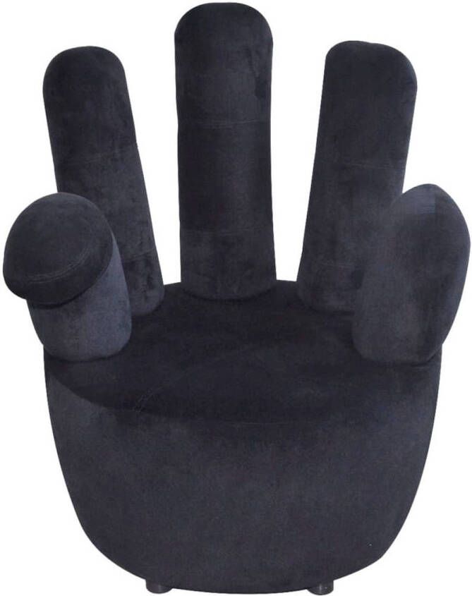 The Living Store Stoel handvormig fluweel zwart Fluwelen Stoel Handvormige Stoel Lounge Stoel Eetkamerstoel Moderne Stoel