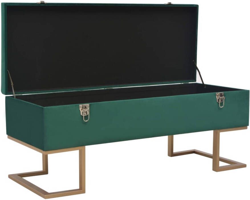 The Living Store Fluwelen Bank Groen 105 x 40 x 44 cm Met Intern Opbergvak Fluwelen Bank Bankje Met Opbergvak Opbergbank Binnenbank Entreebank