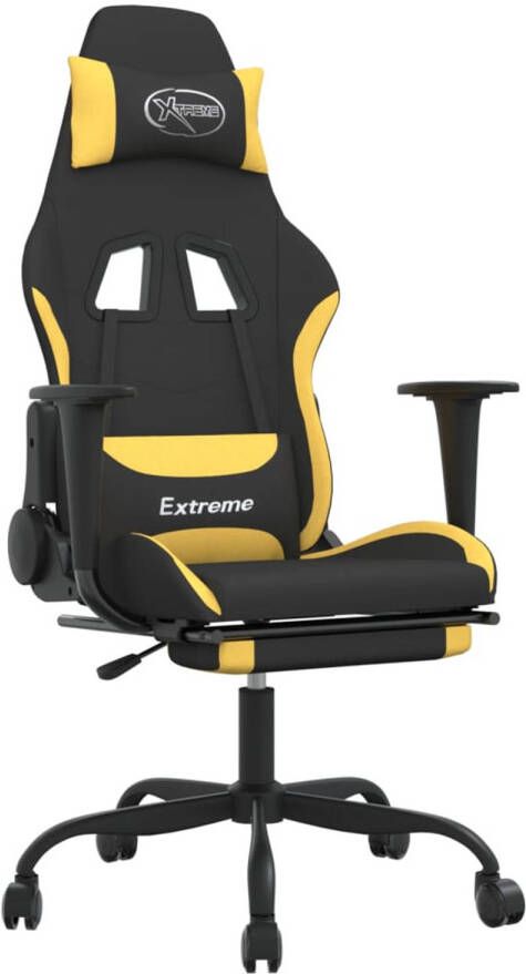 The Living Store Gamestoel Black Yellow 66x58x(120-130) cm Adjustable Backrest Footrest