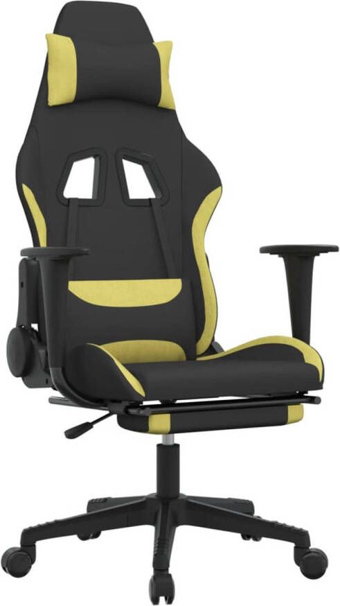 The Living Store Gamestoel Massagefunctie Verstelbare rugleuning Duurzaam materiaal Handig ontwerp Stevig en stabiel frame Kleur- zwart en lichtgroen Afmetingen- 64 x 60 x (117 127) cm