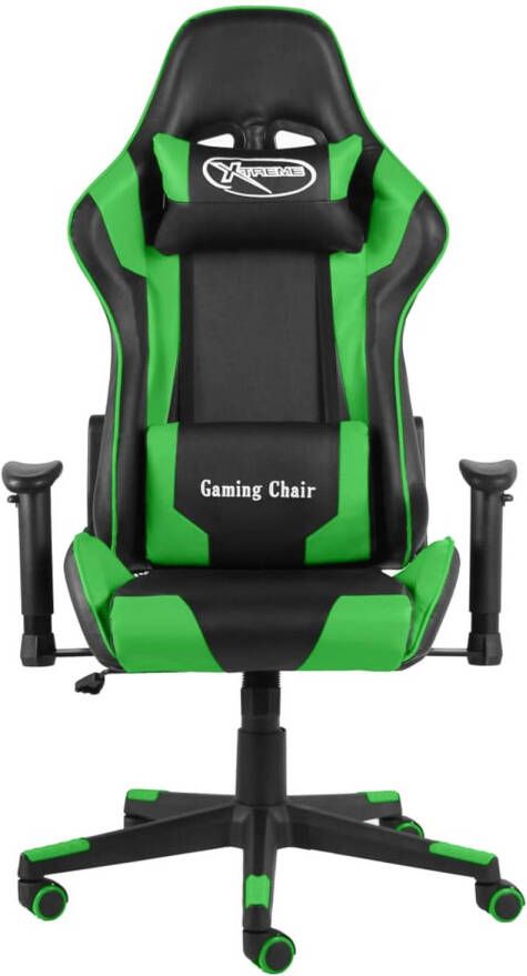 The Living Store Gamingstoel Luxe Opvallende Stoel Ergonomisch en Comfortabel Groen Zwart 68 x 69 x (123-133) cm Metaal PVC Max 110 kg