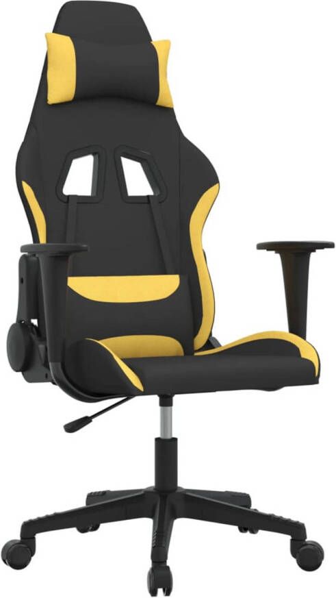 The Living Store Gamingstoel Zwart en geel 65 x 58 x (118 128) cm massagefunctie - Foto 1