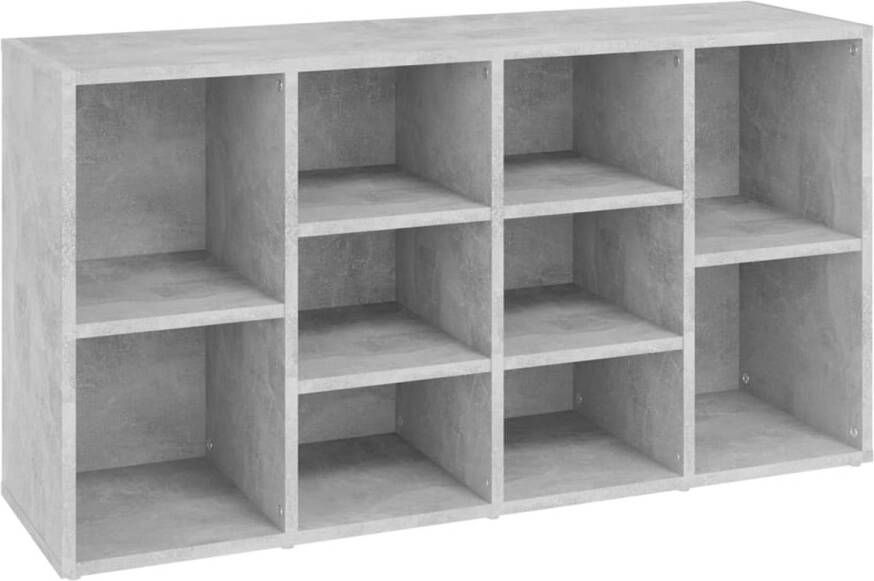 The Living Store Garderobebank Betongrijs 103x30x54.5 cm 10 vakken