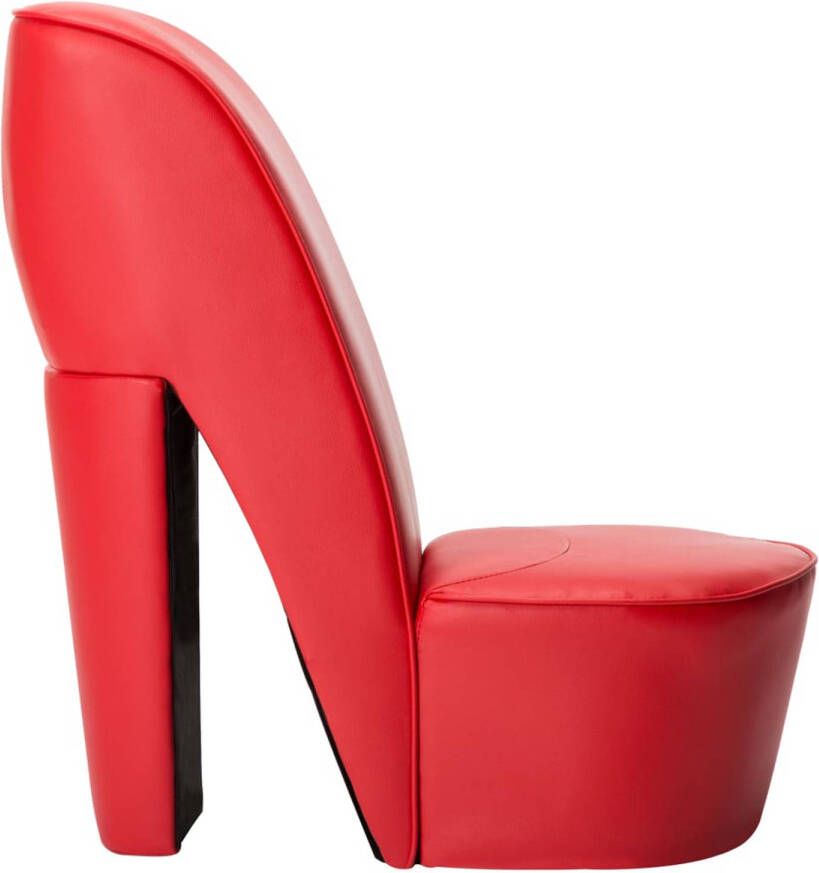 The Living Store Hakstoel Rood 43 x 82.5 x 85.5 cm Uniek pump ontwerp Hakstoel Pumpstoel Lounge Stoel Red Chair Kunstleder Bank