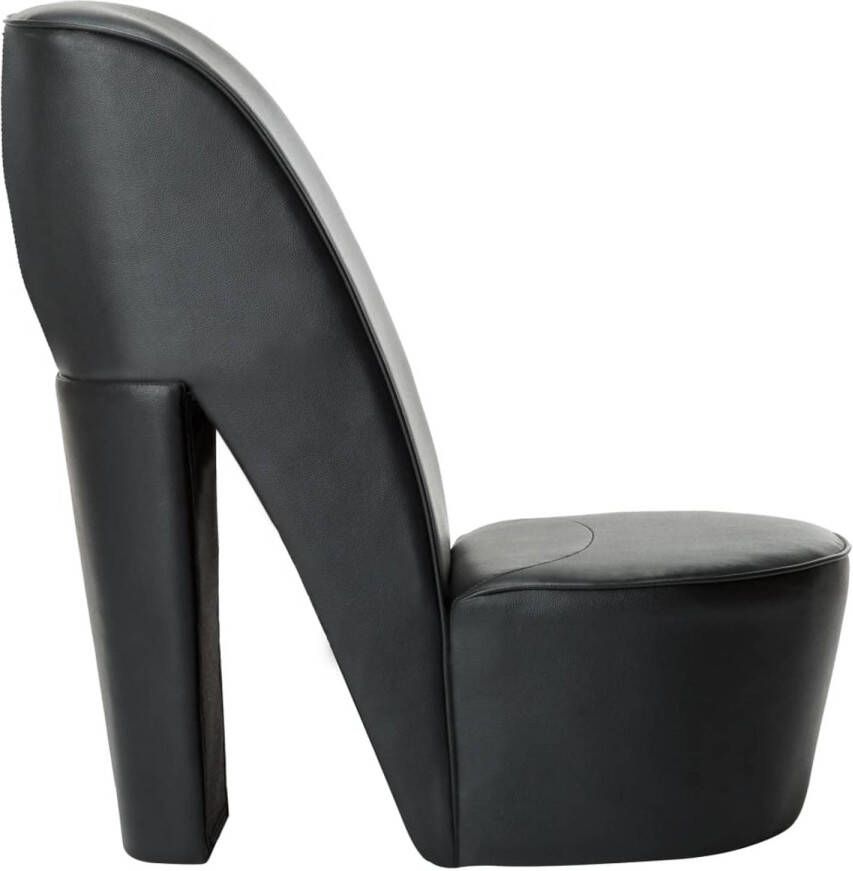 The Living Store Hakstoel Zwart 43 x 82.5 x 85.5 cm Uniek pump ontwerp Hakstoel Pumpstoel Lounge Chair Zwarte Fauteuil Kunstlederen Stoel