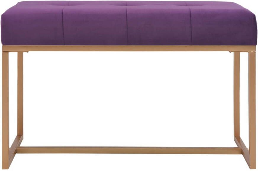 The Living Store Halbankje Purple Velvet- 80x36x45cm -Stabiele ijzeren poten - Foto 1