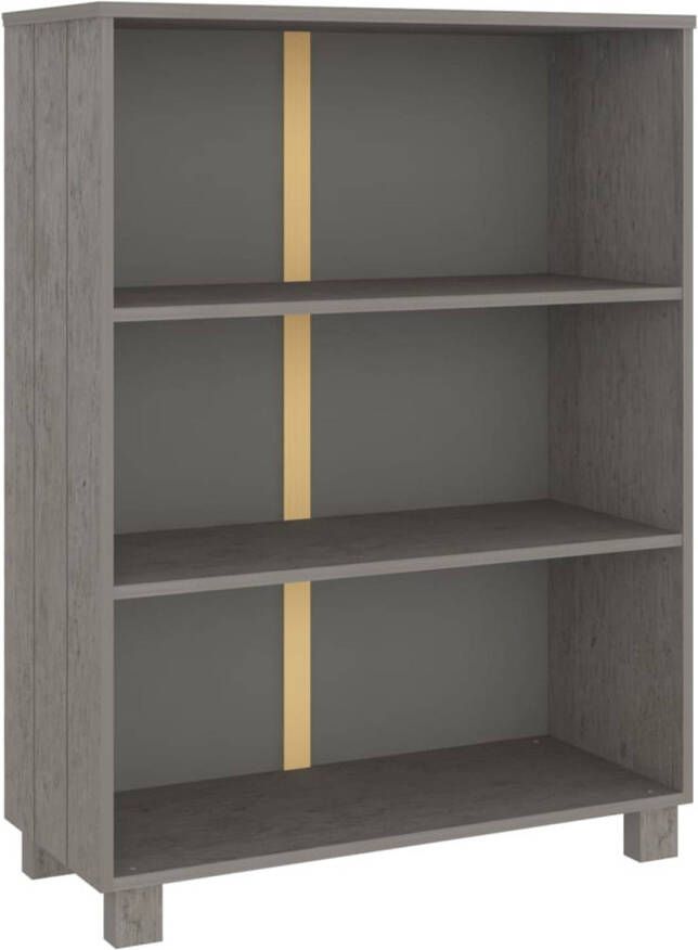 The Living Store HAMAR Boekenkast Lichtgrijs 85 x 35 x 112 cm Massief grenenhout