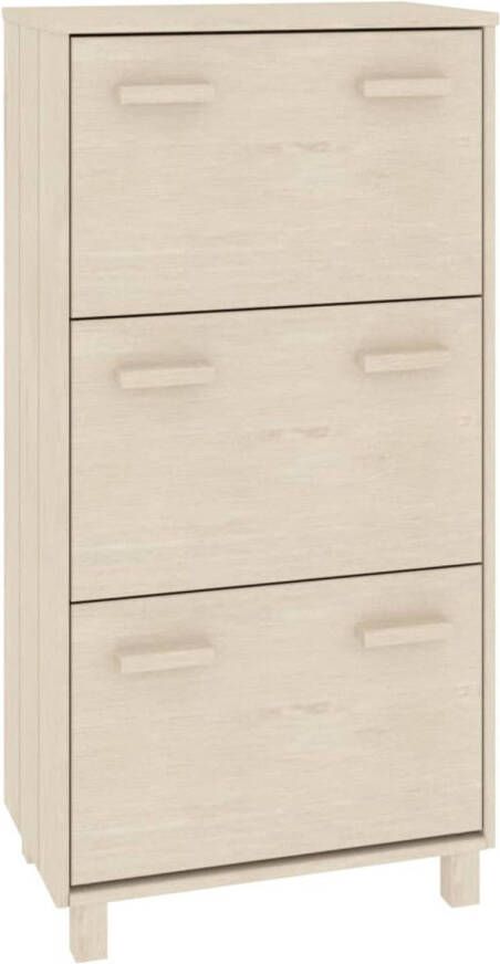 The Living Store HAMAR Schoenenkast 59.5 x 35 x 117 cm Houten handgrepen