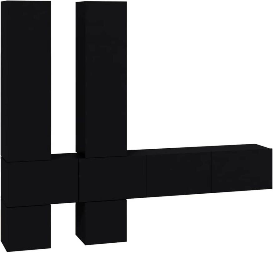 The Living Store Hangende TV-meubelset zwart bewerkt hout 30.5 x 30 x 30 cm (S) 100 x 30 x 30 cm (M) 30.5 x 30 x 110 cm (L) - Foto 1