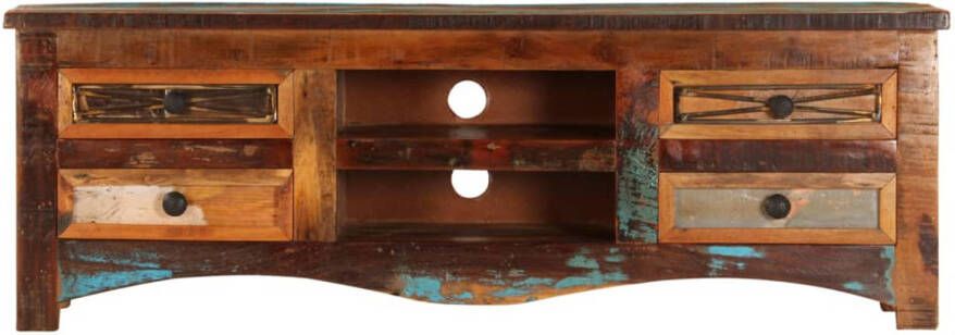 The Living Store Hifi-kast Massief Gerecycled Hout 120x30x40 cm Industriële Stijl