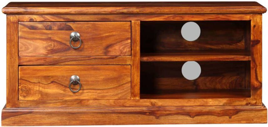The Living Store Hifi-kast Sheeshamhout 90 x 30 x 40 cm Gemonteerd Houten Tv-meubel Sheeshamhout Tv-kast Vintage Tv-stand Media Kast Entertainment Center