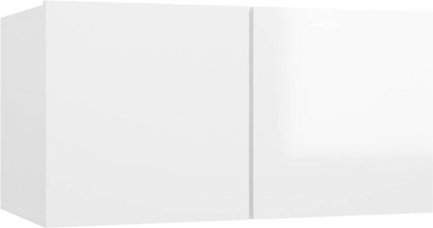 The Living Store Hangende televisiekast Hifi-kast 60 x 30 x 30 cm Hoogglans wit Bewerkt hout