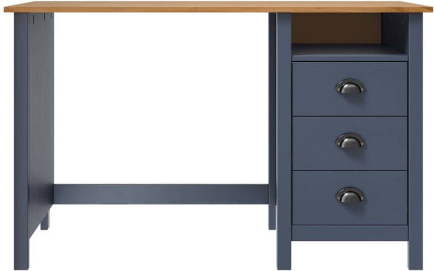 The Living Store Hill Computertafel Massief grenenhout 120x50x74 cm 3 lades 1 schap Computerbureau Bureaublad Escritorio Home Office Werkplek
