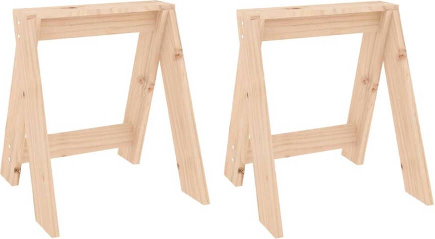 The Living Store Houten barkrukken Grenenhout 40 x 40 x 45 cm Set van 2