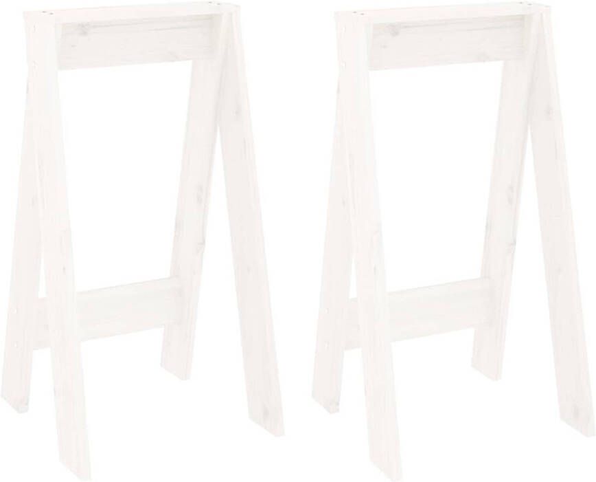 The Living Store Houten Barkrukken Massief grenenhout 40 x 40 x 75 cm wit Houten Krukken Barkrukken Keukenkrukken Massief Hout Witte Krukken