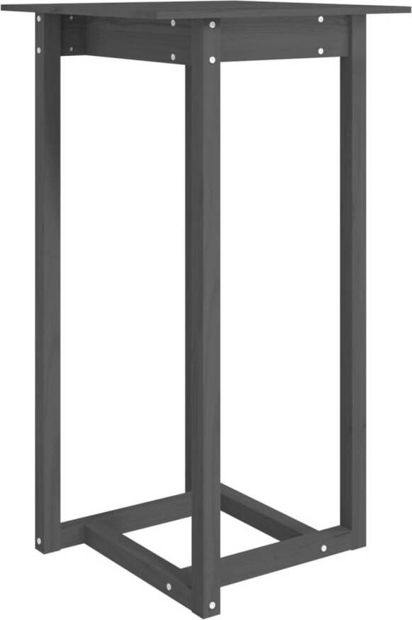 The Living Store Houten Bartafel Massief grenenhout 60x60x110 cm Grijs