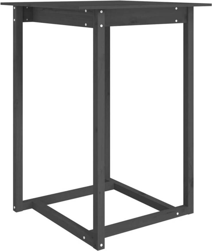 The Living Store Houten Bartafel Massief grenenhout 80 x 80 x 110 cm Grijs