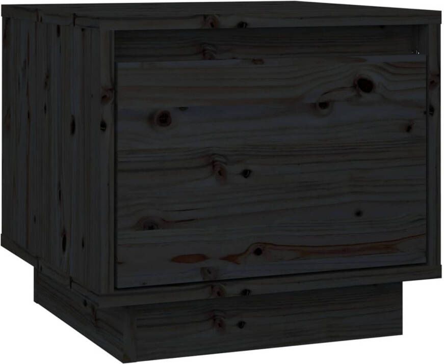 The Living Store Houten Bedkastje Grenenhout Zwart 35x34x32 cm Montage vereist