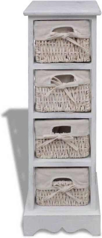 The Living Store Houten Kastje Wit 25x28x74cm Incl 4 Manden Duurzaam Paulowniahout - Foto 1