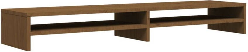 The Living Store Monitorstandaard Houten bureaukast 100 x 24 x 13 cm Opbergfunctie