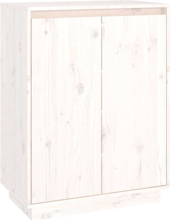 The Living Store Schoenenkast 60x35x80 cm massief grenenhout wit Schoenenkast - Foto 1