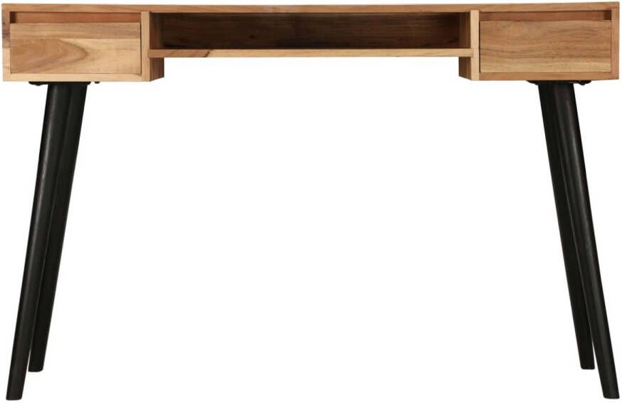 The Living Store Houten Schrijftafel Massief Acaciahout 118 x 45 x 76 cm 2 lades en 1 schap Schrijftafel Bureaus Kantoormeubel Hout Meubel Acacia Tafel